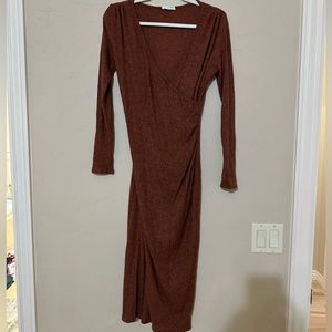 Knit faux-wrap dress
